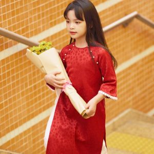 Áo dài cách tân bé gái – Hồng Ngọc