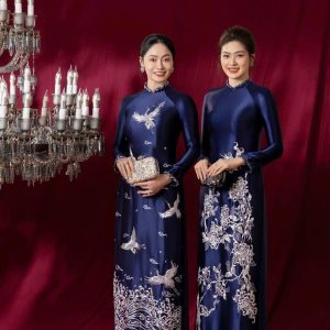 Áo Dài Bà Sui Lụa Cao Cấp Thêu Họa Tiết Hạc Sang Trọng