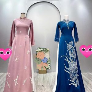 Áo Dài Bà Sui Lụa Cao Cấp Đính Kết Trẻ Trung Hiện Đại