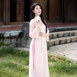 Áo Dài Cách Tân Vải Tơ Mềm Trơn Nữ Tính