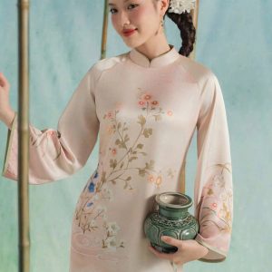 Áo Dài Cách Tân Lụa In 3D Họa Tiết Trẻ Trung