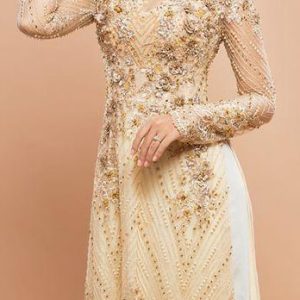 Áo dài đính đá nhiều họa tiết
